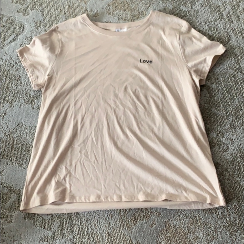Plain light brown tee shirt with LOVE lettering!